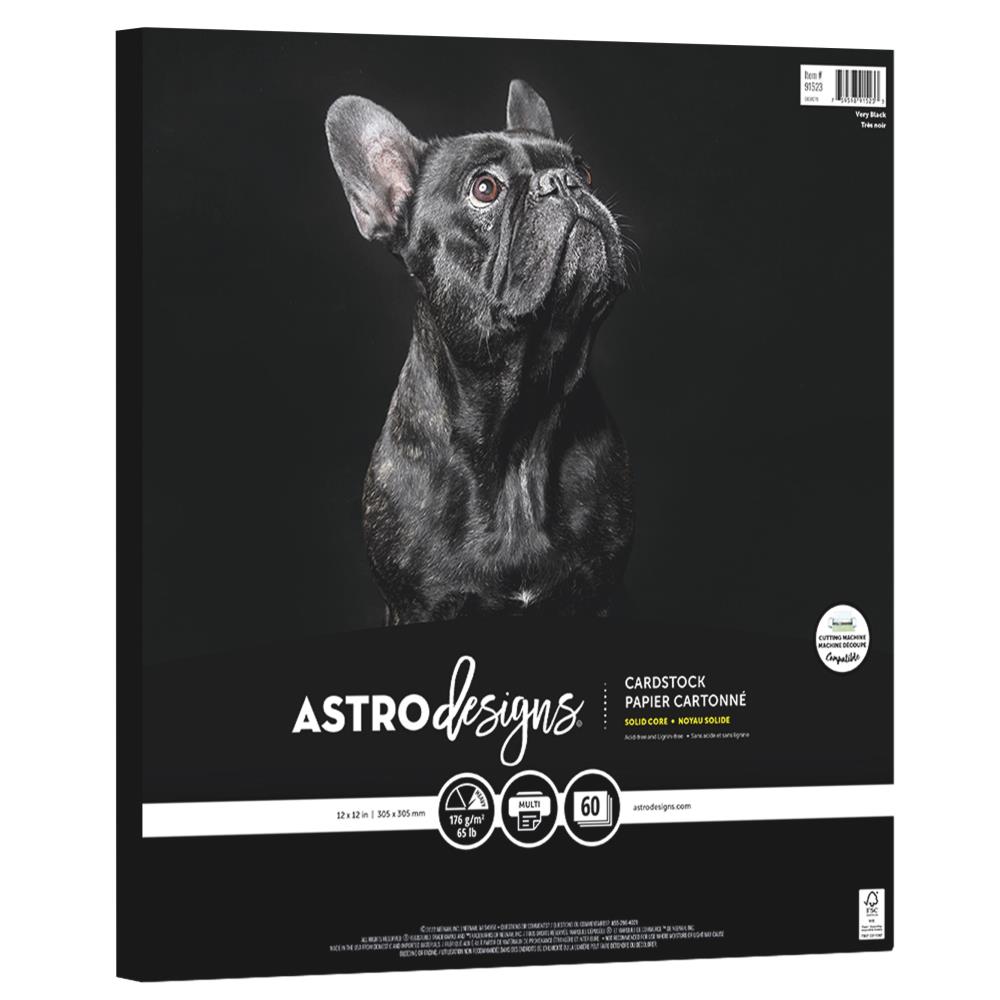 Neenah Astrodesigns 65lb Metallic Cardstock 12"X12" -  Very Black 