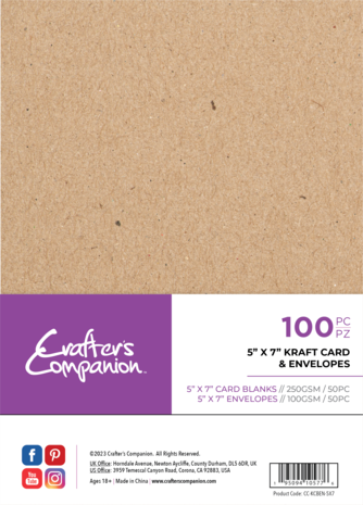 Crafter Companion - Card & Envelopes 5x7 Inch Kraft (100pcs)