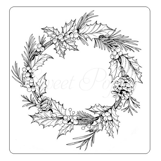 Sweet Poppy Stencil: Holly Wreath Stamp