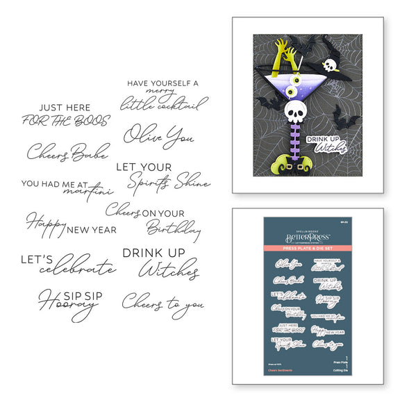 Spellbinders - Cheers Sentiments Press Plate & Die Set