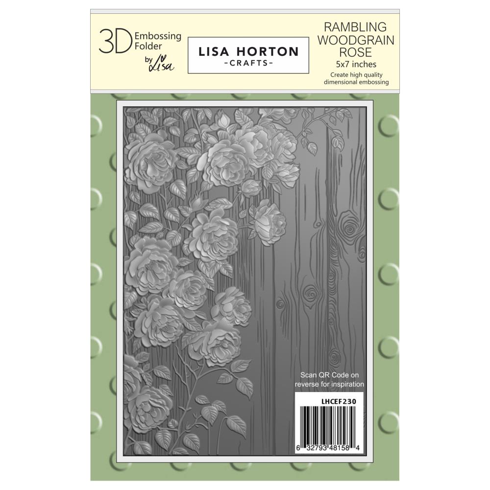 Lisa Horton Crafts Embossing Folder 5"X7" - Rambling Woodgrain Rose