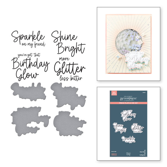 Spellbinders - Sparkle On Sentiments Press Plate & Die Set from the Shine Bright Collection by Carissa Wiley