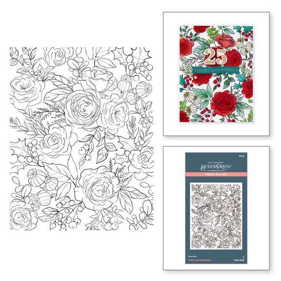 Spellbinders - Betterpress - Winter Rose Background Press Plate