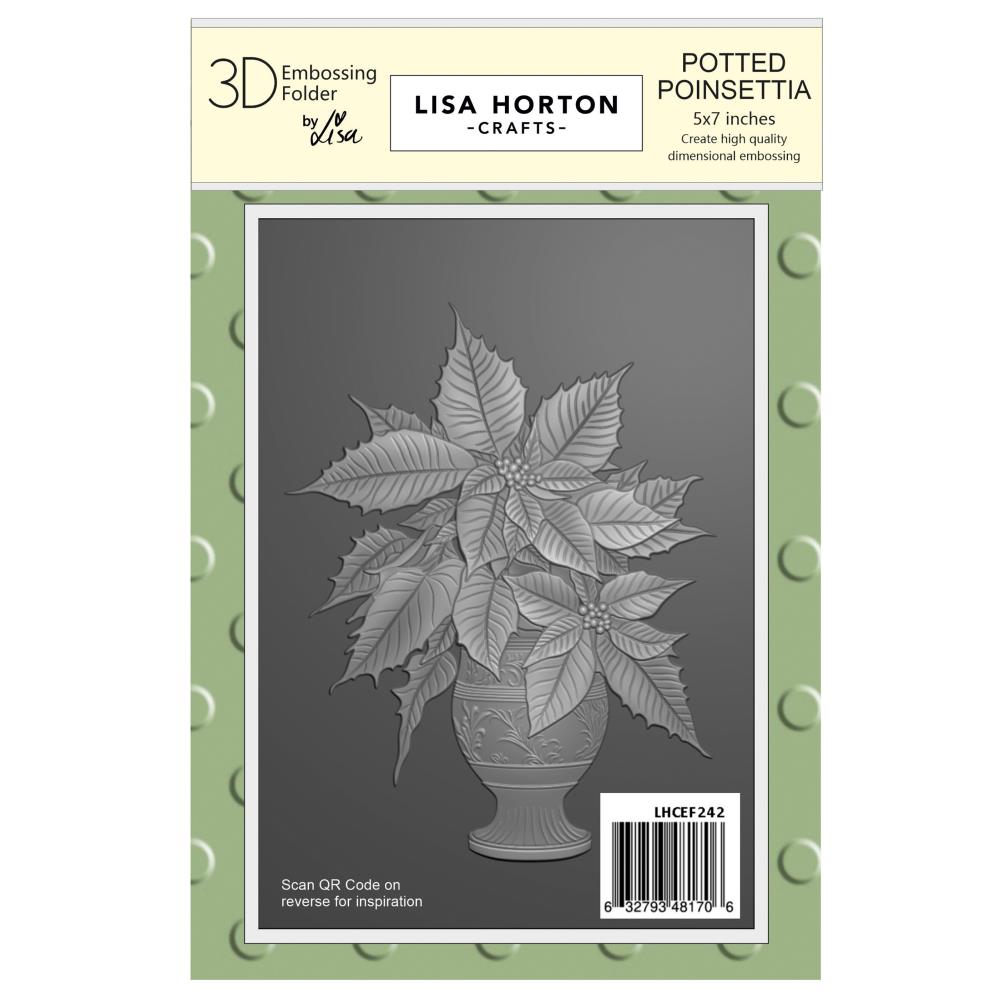 Lisa Horton Crafts A6 Embossing Folder - Potted Poinsettia 