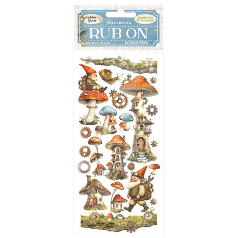 Stamperia -Hidden Grove Rub-On 4x8,5 Inch Mushroom House