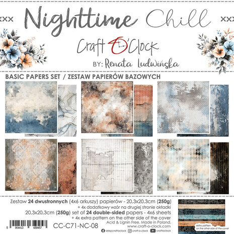 Craft O'Clock - Nighttime Chill 8x8 Inch Basic Papers Set