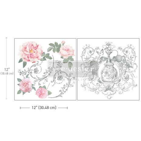 Re-Design with Prima - Odeur De Rose 12x12 Inch Maxi Transfers (2pcs)