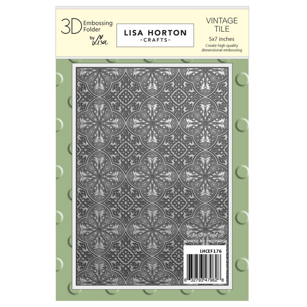 Lisa Horton Crafts Embossing Folder 5"X7" - Vintage Tile 