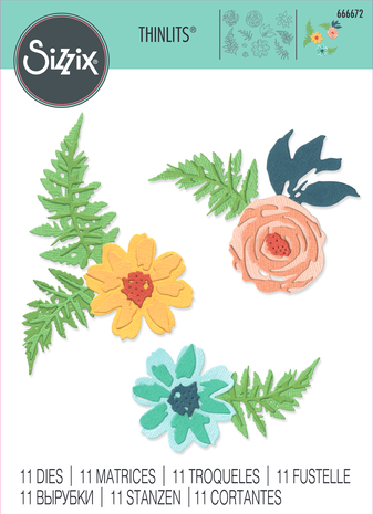 Sizzix - Thinlits Die Flowers & Fern (11pcs)