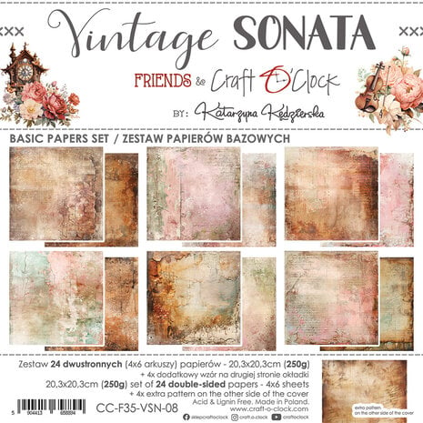 Craft O'Clock - Vintage Sonata 8x8 Inch Basic Papers Set