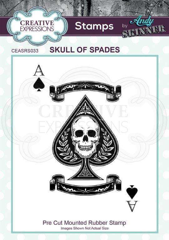 Creative Expressions Andy Skinner Skull of Spades 4 in x 2.8 in Rubber Stamp