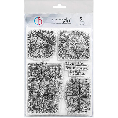 Ciao Bella - Coral Reef 6x8 Inch Clear Stamps Mechanical Marine (5pcs) 