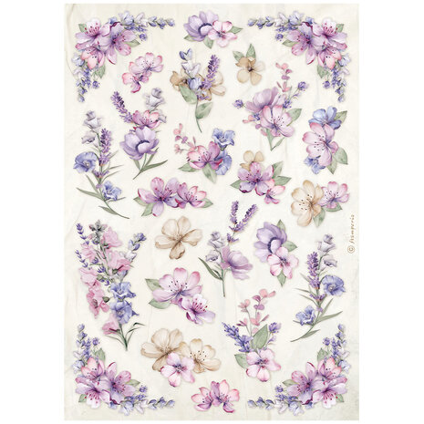 Stamperia - Lavender A4 Rice Paper Flower Pattern