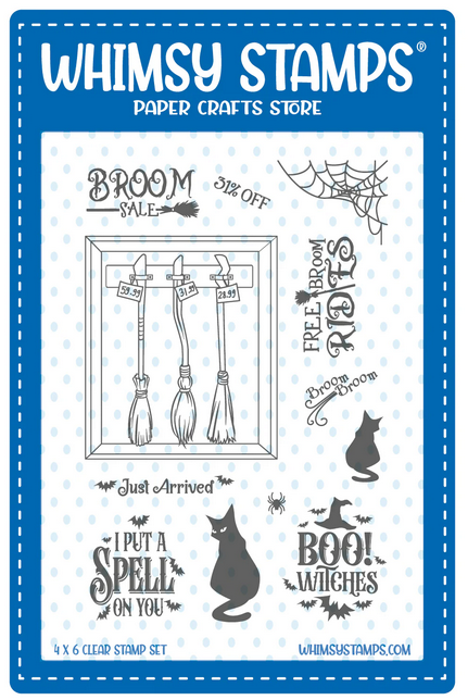 Whimsy Stamps -Witch Broom Sale Clear Stamps