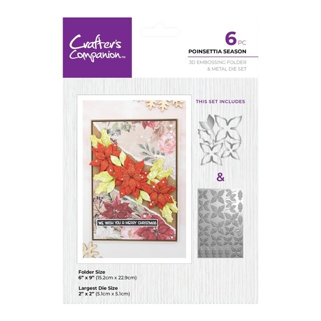 CC - 3D Flower Embossingfolder/Snijmal 6"x9" - Poinsettia Season