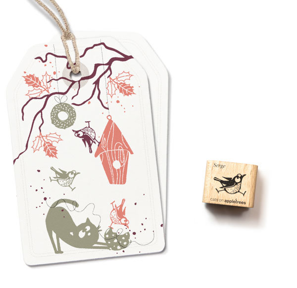 cats on appletrees - Ministempel Vogel Serge