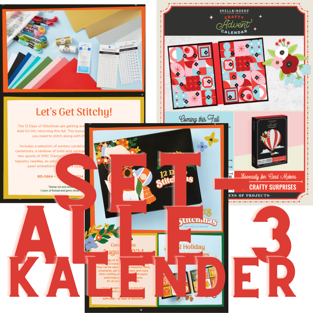 3er Set - Spellbinders - 2024 Crafty Advent Calender + 12 Day of Stitchmas  + Add on Kit