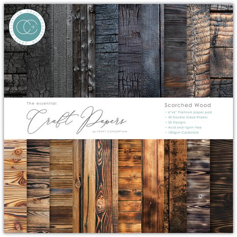 Craft Consortium - Essential Craft Papers 6x6 Inch Paper Pad Scorched Wood