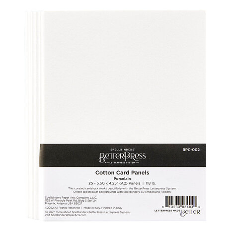 Spellbinders -BetterPress - BetterPress Cotton Card Panels 4.25x5.5 Inch Porcelain (25pcs)
