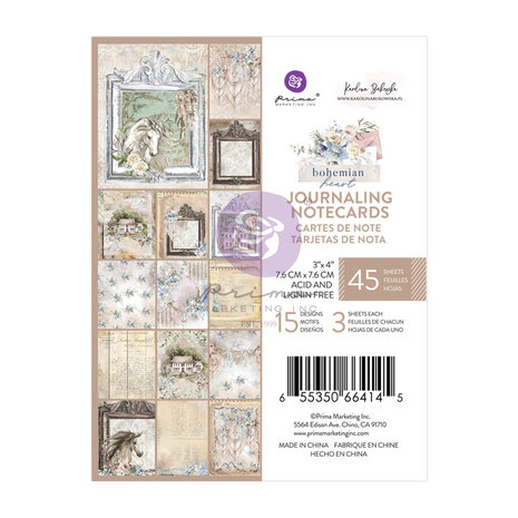 Prima Marketing - Bohemian Heart 3x4 Inch Journaling Cards