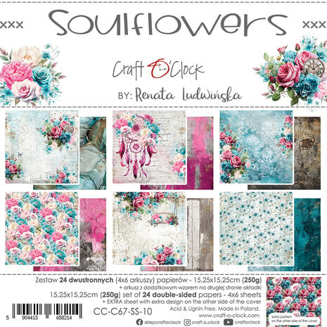 Craft O'Clock - Soulflowers 6x6 Inch Paper Set 