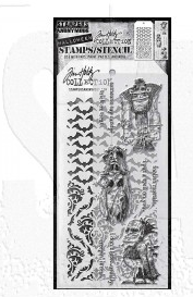 Tim Holtz Mixed-Media Stamps & Stencil Set THMM126: Monster Reunion