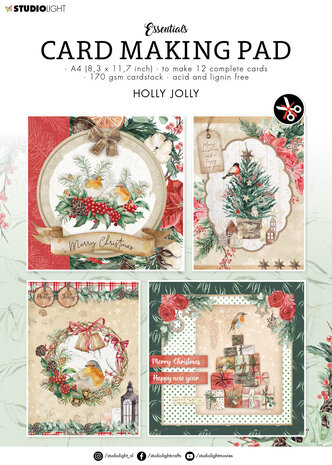 Studio Light - Holly Jolly A4 Card Making Pad Pad Essentials nr.09