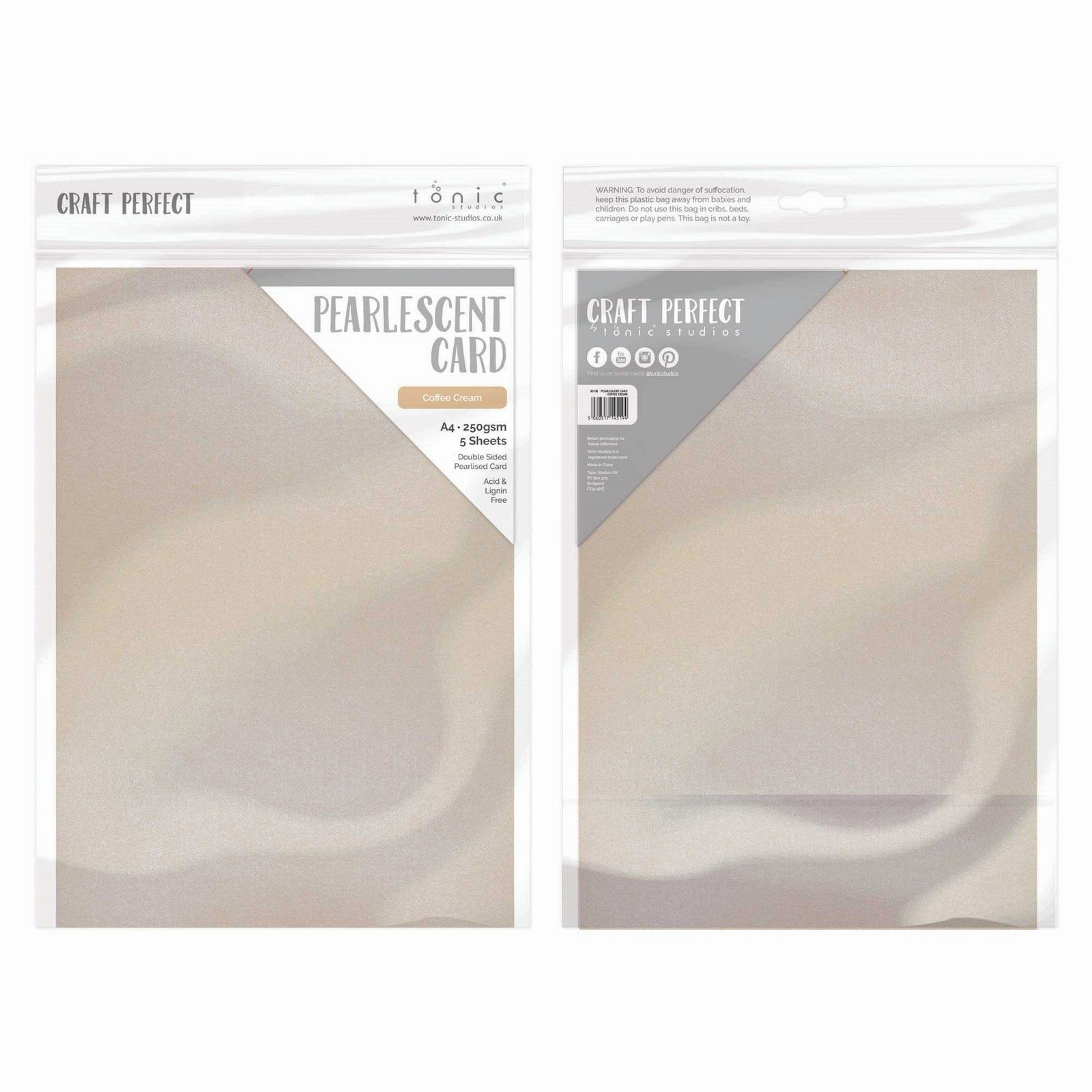 Craft Perfect • Pearlescent Card A4 250g Coffee Cream 5pcs