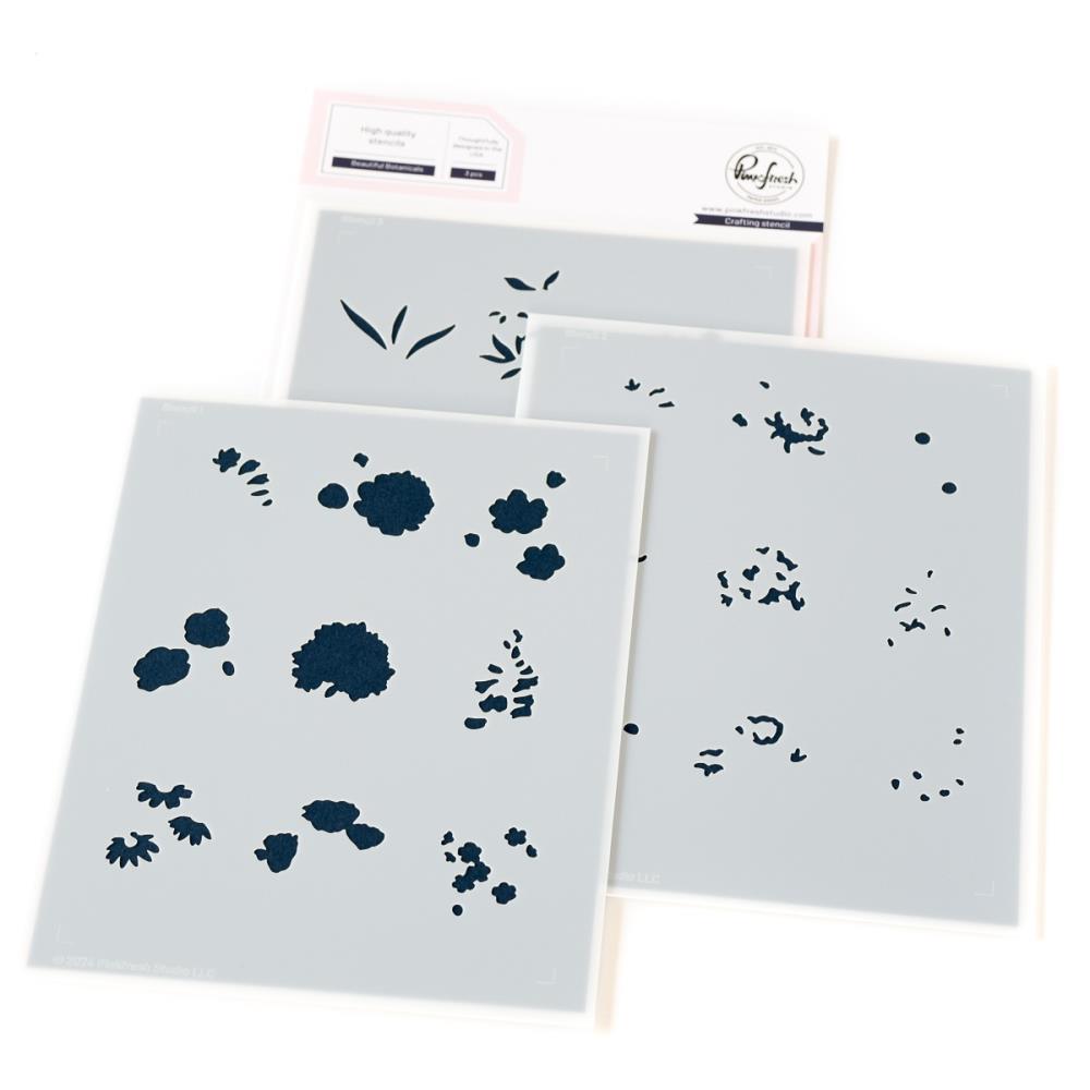 Pinkfresh Studio Stencils 4.25"X5.25" 3/Pkg -  Beautiful Botanicals 