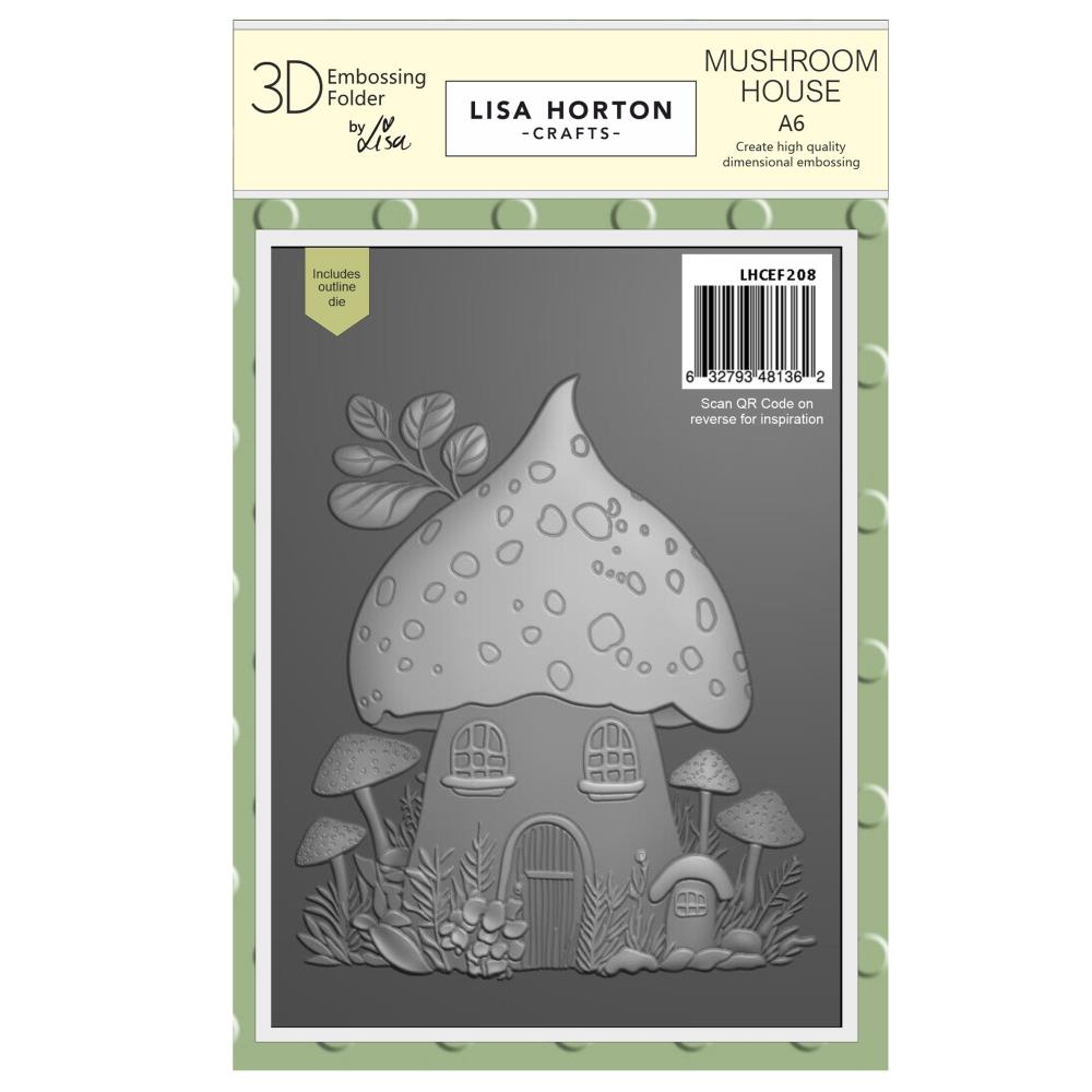 Lisa Horton Crafts A6 Embossing Folder And Die -  Mushroom House 