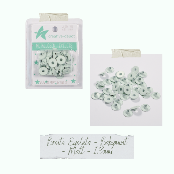 Creative Depot -  Breite Eyelets - Babymint - Matt - 13 mm