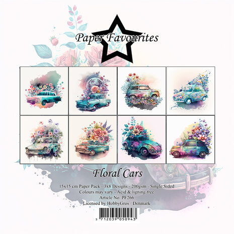 Paper Favourites - Floral Cars 6x6 Inch Paper Pack