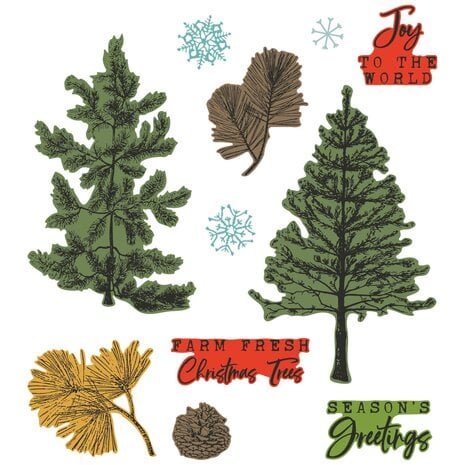 Sizzix • Framelits Die w/Stamps by 49 and Market A5 Pine Holidays (16+5pcs)