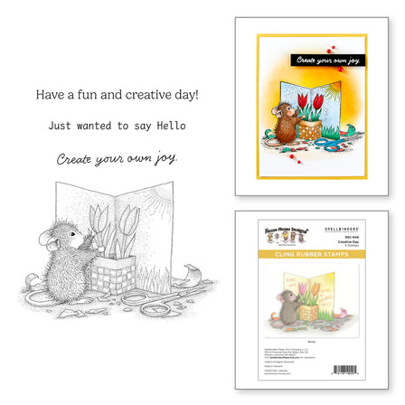 Spellbinders - Creative Day Cling Rubber Stamp Set from the House-Mouse Creative Day Collection