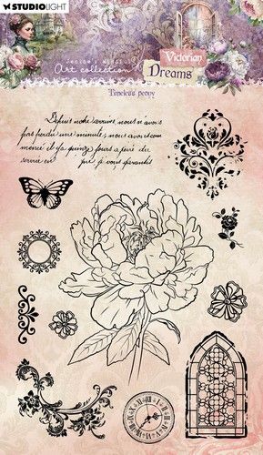 Studio Light Clear Stamp Timeless peony Vict. Dreams nr.610