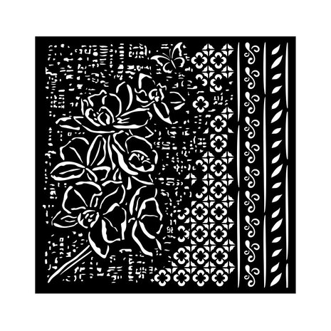 Stamperia - Orchids and Cats Thick Stencil 18x18cm Orchid Pattern