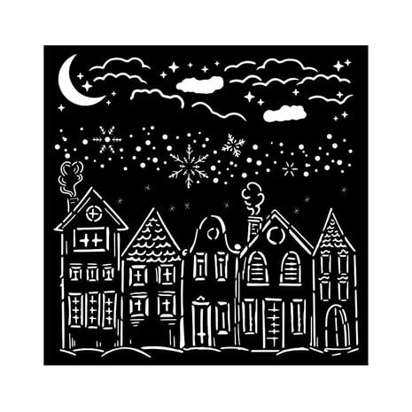 Stamperia - Classic Christmas Thick Stencil 18x18cm Houses