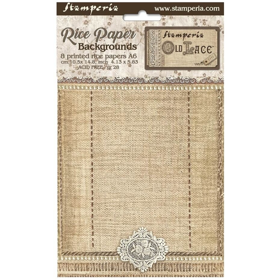 Stamperia - Old Lace A6 Rice Paper Backgrounds (8pcs)