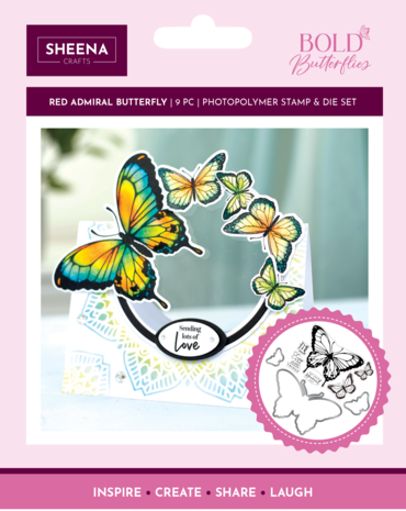 Crafters Companion - Bold Butterflies Stamp & Die Red Admiral Butterfly