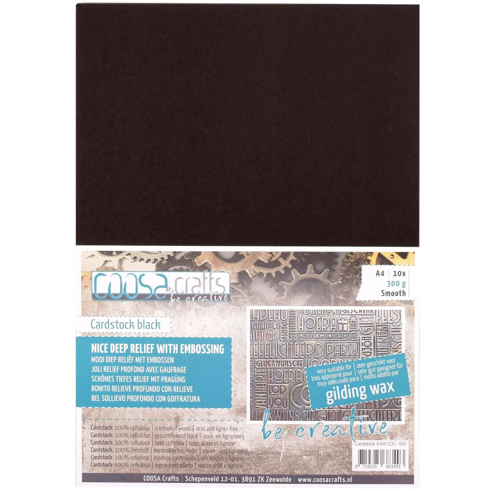 COOSA Crafts • Be Creative Cardstock 300g smooth A4 Schwarz 10x