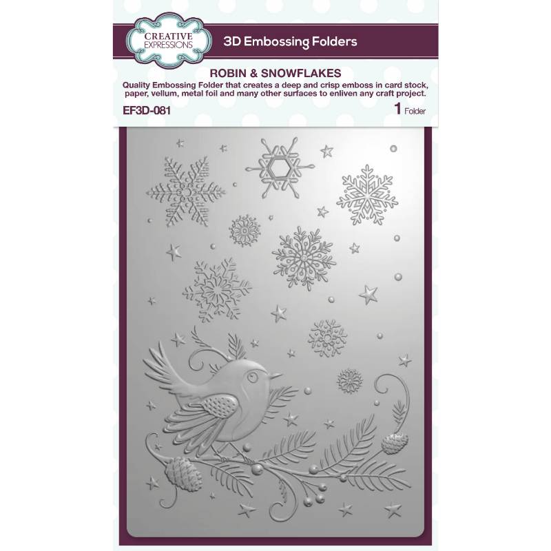 Creative Expressions Robin & Snowflakes 5 in x 7 in 3D Embossing Folder