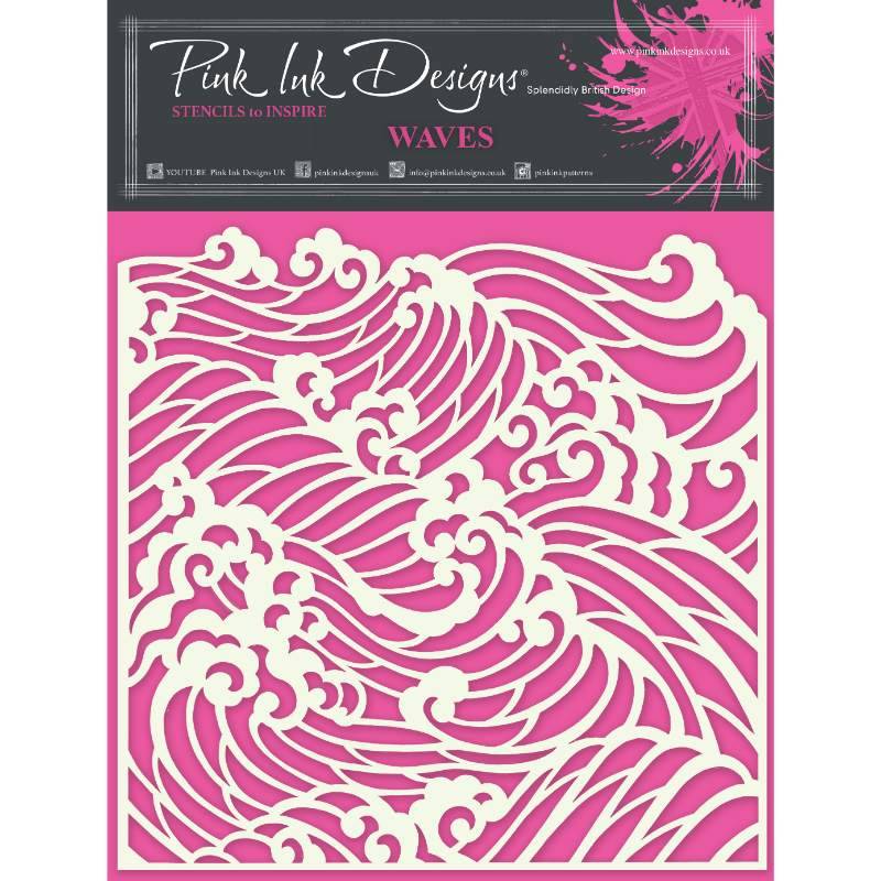 Pink Ink Designs Waves 7 in x 7 in Stencil