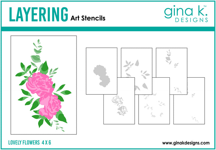 Gina K Designs - STENCIL- Lovely Flowers