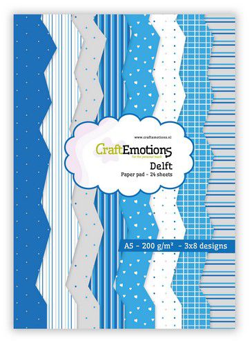 CraftEmotions Paper pad Delft - Blau  A5