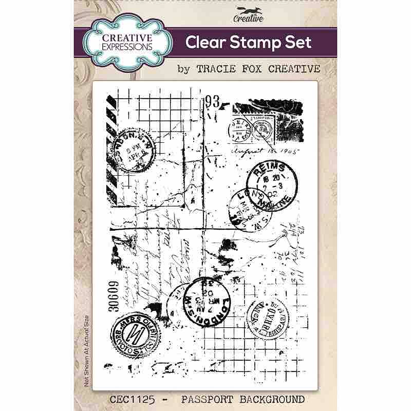 Creative Expressions Tracie Fox Passport Background 4 in x 6 in Clear Stamp Set