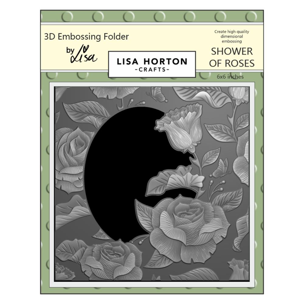 Lisa Horton Crafts Embossing Folder 6"X6" -  Shower of Roses 