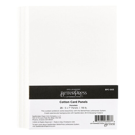 Spellbinders -BetterPress - BetterPress Cotton Card Panels 5x7 Inch Porcelain (25pcs)
