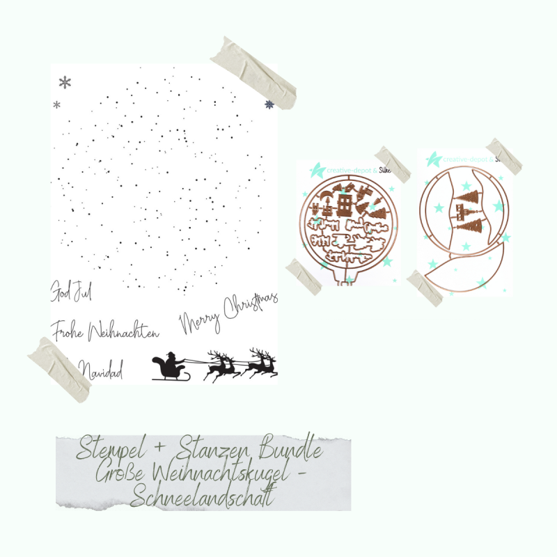 Creative Depot - Bundle - Große Weihnachtskugel - Schneelandschaft - Stempelset & Stanzen 