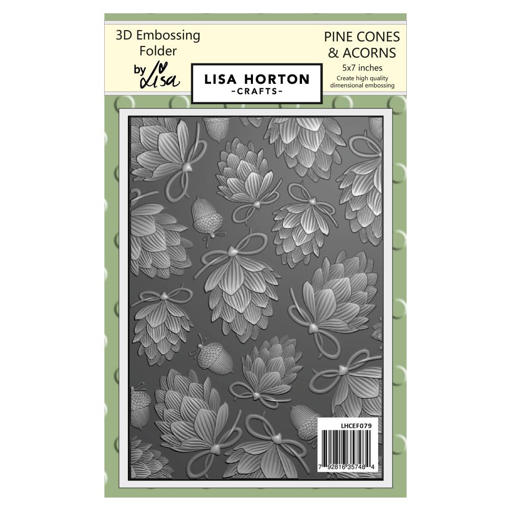 Lisa Horton Crafts Embossing Folder 5"X7" -  Pine Cones And Acorns 