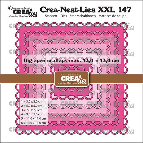 Crealies Crea-Nest-Lies XXL Quadrate großem offenem Wellenrand